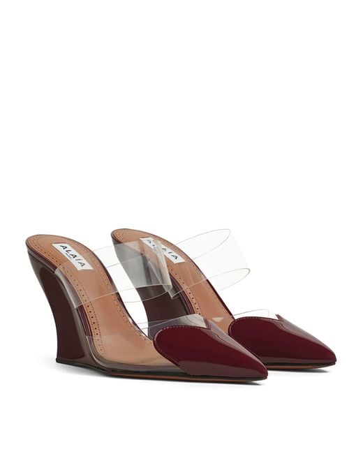 Alaïa Purple Leather-Pvc Le Coeur Wedge Mules 90
