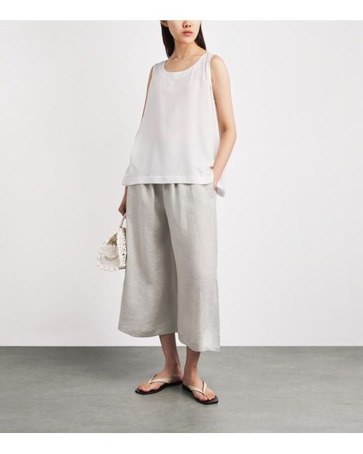 Eskandar White Linen Flared Culottes