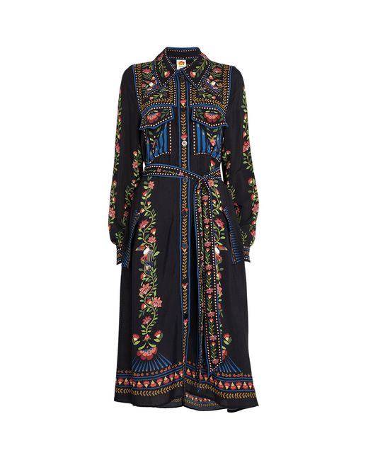 Farm Rio Black Toucan Garden Midi Dress
