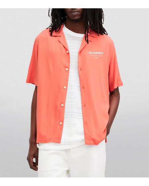 AllSaints Orange Access Short-sleeve Shirt for men