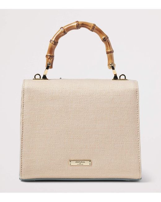 Aspinal Blue Midi Canvas Mayfair Top-Handle Bag