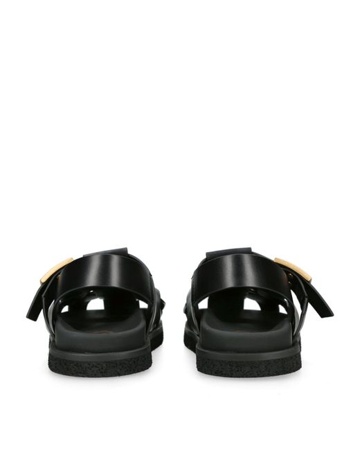 Tod's Black Leather T Timeless Sandals