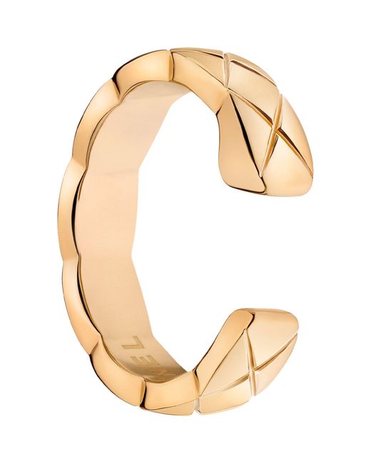Chanel Metallic Beige Gold And Diamond Coco Crush Single Earring