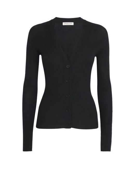 Johnstons Black Superfine Cashmere V-Neck Cardigan