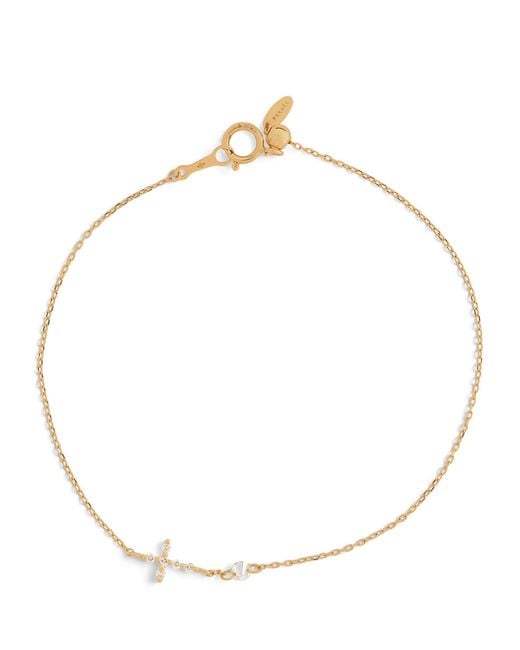 PERSÉE Metallic And Diamond Symbols Cross Bracelet