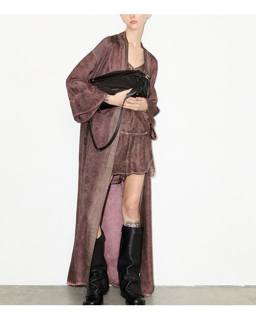 MAX&Co. Purple Satin Floral Belted Coat
