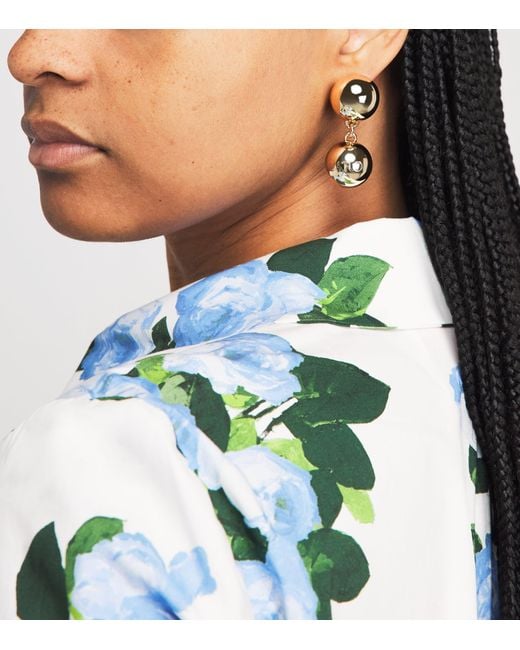 Carolina Herrera Metallic Logo Sphere Drop Earrings