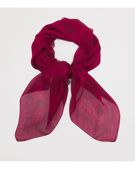 McQueen Red Silk Skull Scarf