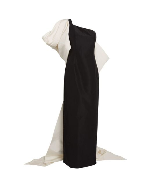 Carolina Herrera Black Bow-detail One-shoulder Column Gown
