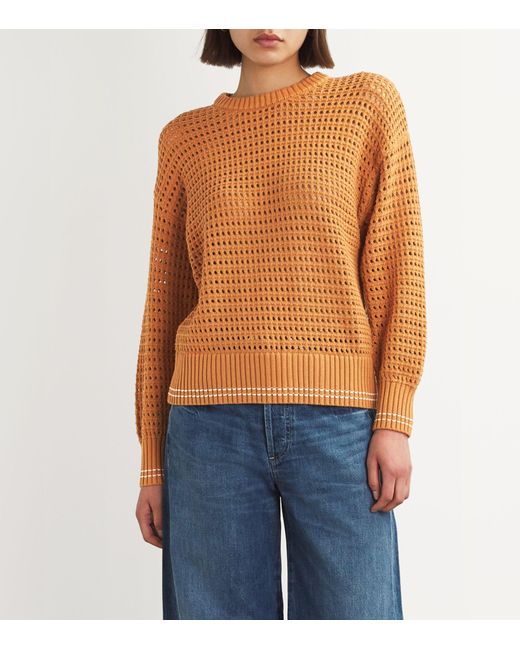 Varley Orange Crochet-knit Fox Sweatshirt