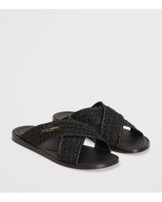 Dolce & Gabbana Black Woven Slides for men