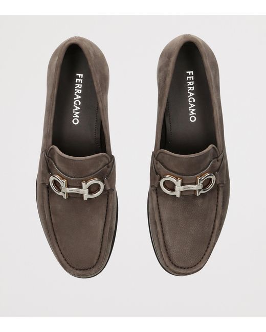 Ferragamo Brown Nubuck Leather Avril Loafers for men