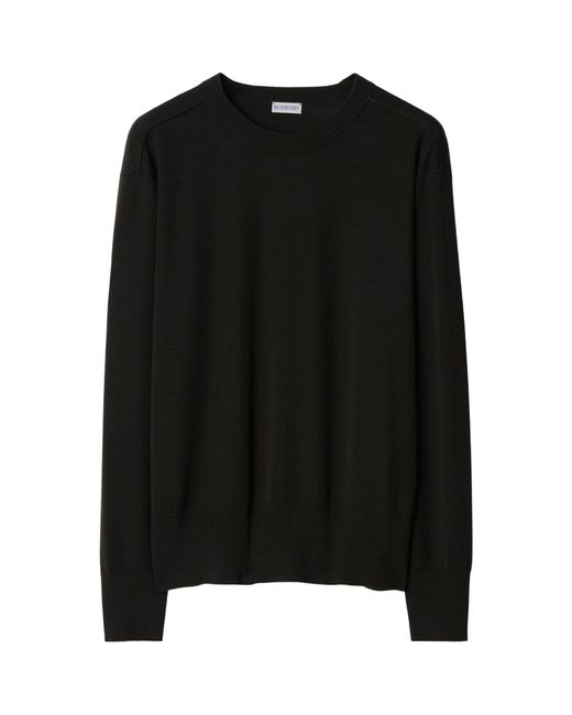 Burberry Black Wool Crew-neck Sweater for men