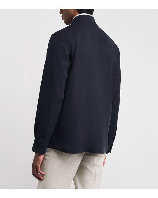 Canali Blue Twill Twin-Pocket Overshirt for men
