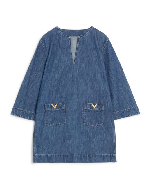 Valentino Blue Denim Shift Mini Dress