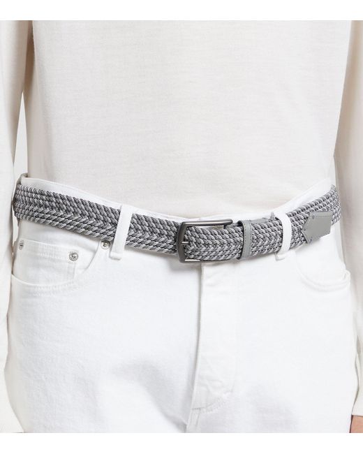 Zegna Gray Elastic Rayon Braided Belt for men