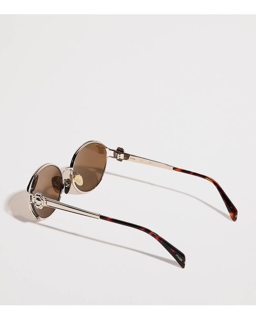 Maje Brown Metal Round Sunglasses