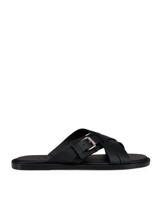 Christian Louboutin Black Emircross Leather Sandals for men