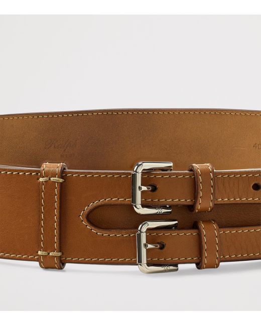 Ralph Lauren Brown Leather Double-Buckle Belt