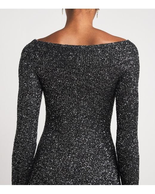 Stella McCartney Black Sequin Off-The-Shoulder Gown