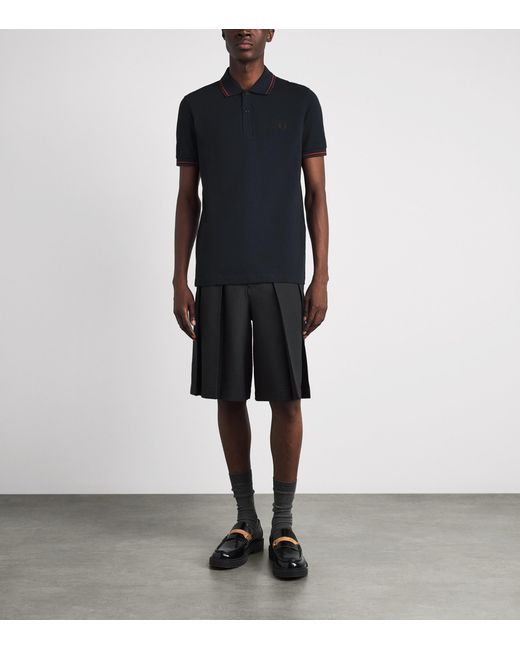 Fred Perry Black Cotton Twin Tipped Polo Shirt for men