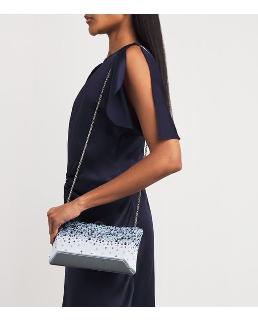 Rodo Blue Satin Embellished Lally Clutch Bag