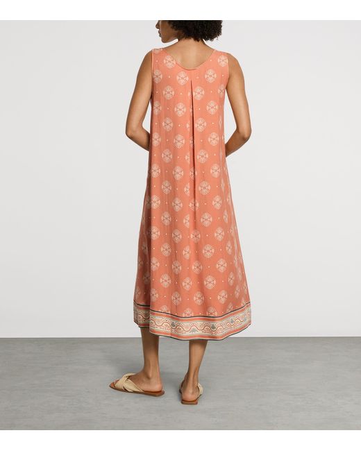 Hanro Pink Patterned Scoop-Neck Midi Dress