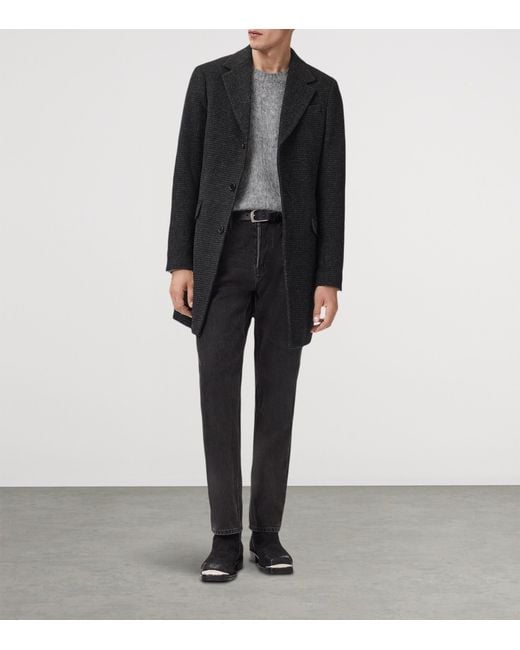 AllSaints Black Wool-Blend Slim Caspian Coat for men