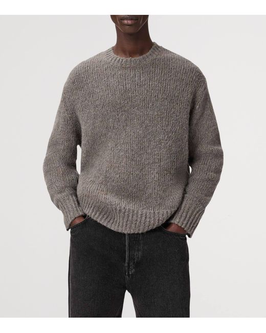 AllSaints Gray Wool-Alpaca-Blend Saku Sweater for men