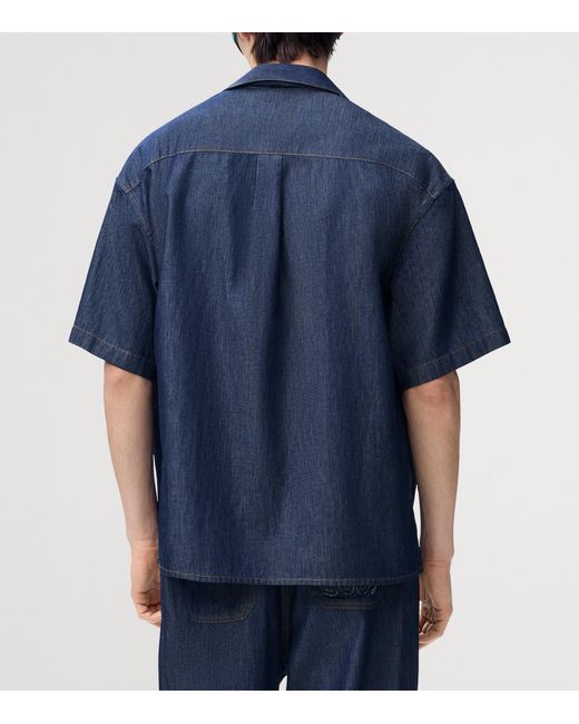 Loewe Blue Chambray Short-Sleeve Shirt for men