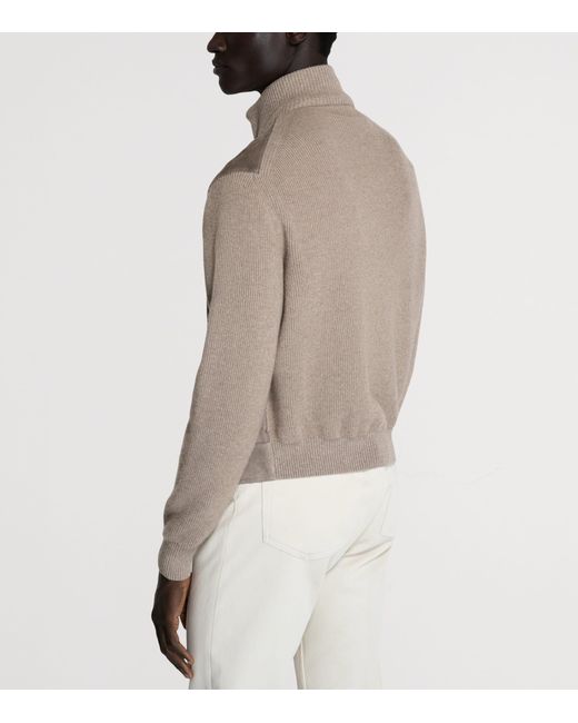 Dunhill Brown Cashmere-Leather Bomber Jacket for men