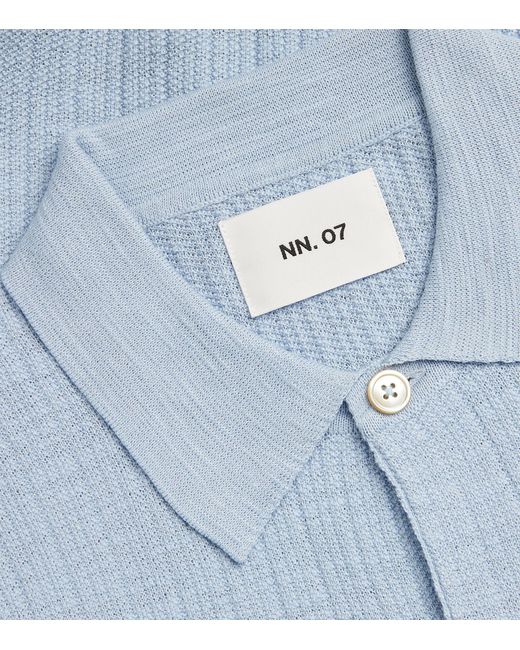 NN07 Blue Ribbed Polo Shirt for men