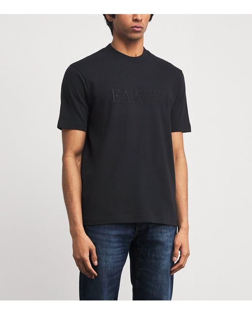 Emporio Armani Black Cotton Logo T-Shirt for men
