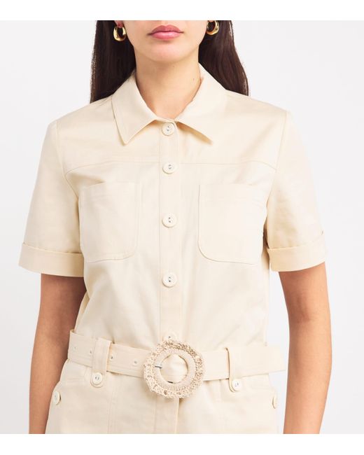 Claudie Pierlot Natural Cotton-Blend Belted Playsuit