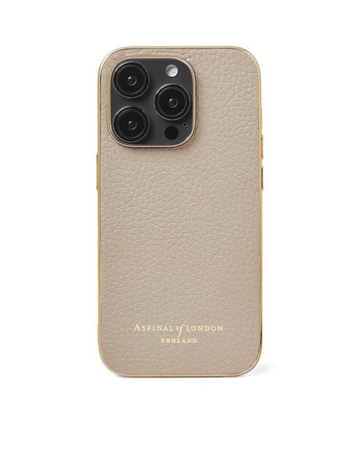 Aspinal Gray Leather Iphone 14 Pro Case