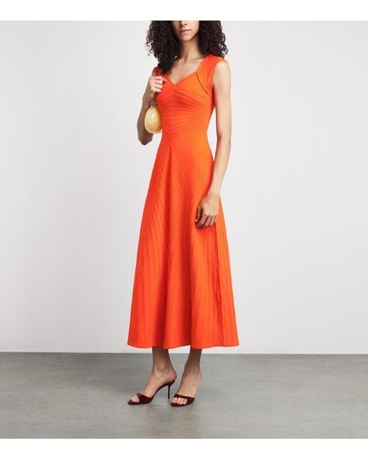Cult Gaia Orange Knitted Maia Maxi Dress