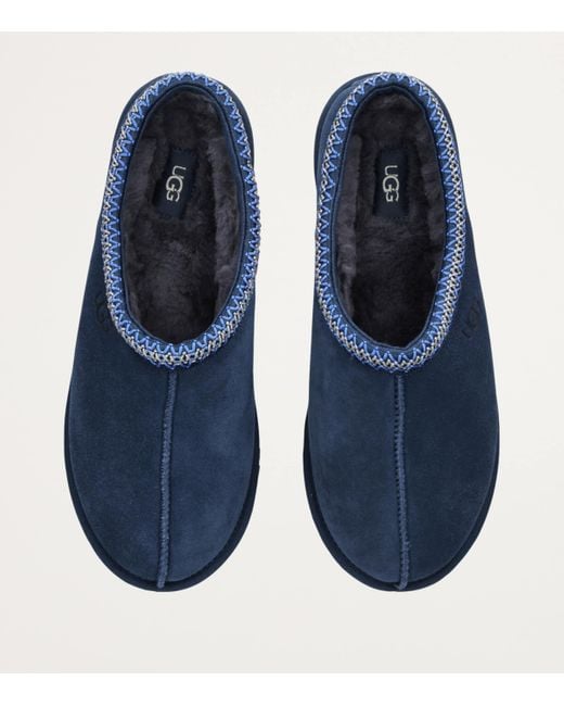 Ugg Blue Tasman Contrast-Stitch Suede And Shearling Slippers for men