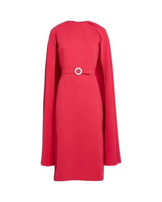 Edeline Lee Mercury Cape Midi Dress in Red Lyst UK