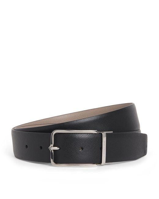 Corneliani Black Leather Belt for men