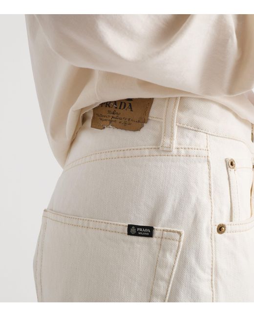 Prada White Old Denim Straight Jeans