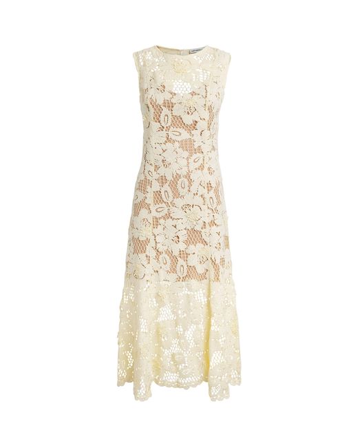 Self-Portrait Metallic Crochet Lace Midi Dress
