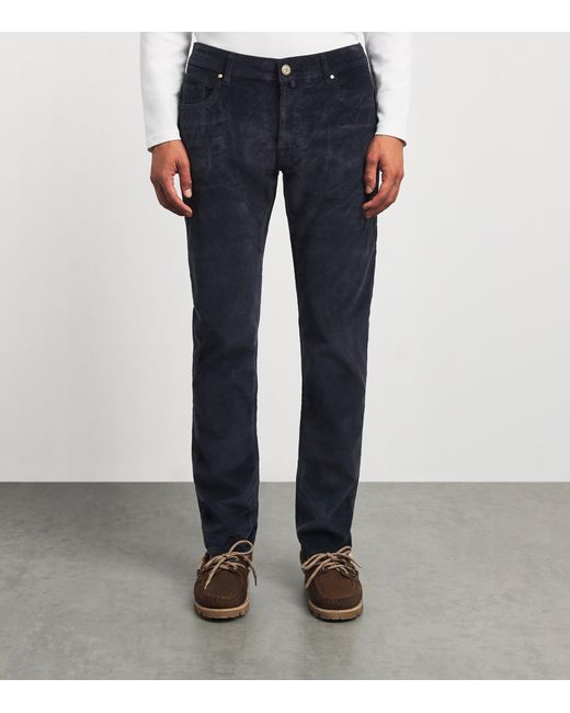 Jacob Cohen Blue Corduroy Bard Slim-Fit Chinos for men
