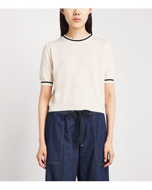 FRAME Natural Cotton-Blend Short-Sleeve Sweater