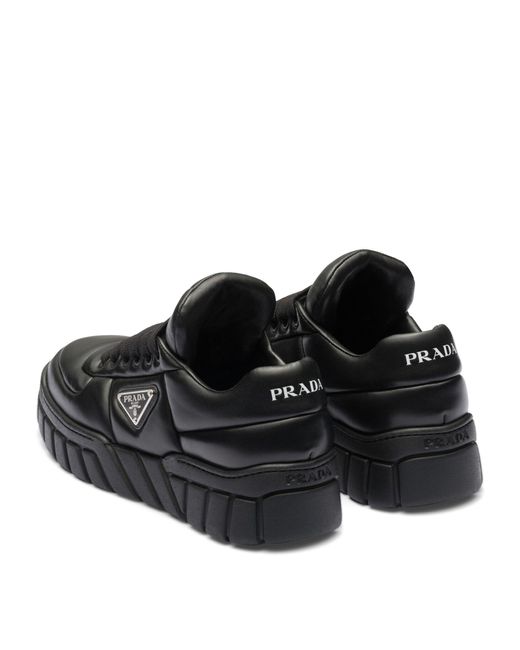 Prada Black Padded Leather Triangle Sneakers