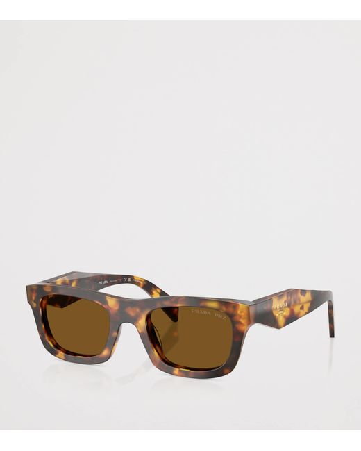 Prada Brown Acetate Rectangular Sunglasses