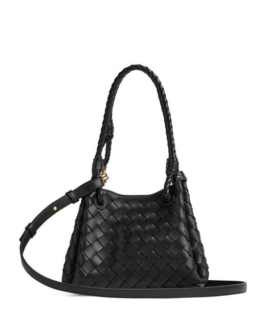 Bottega Veneta Black Small Leather Parachute Shoulder Bag