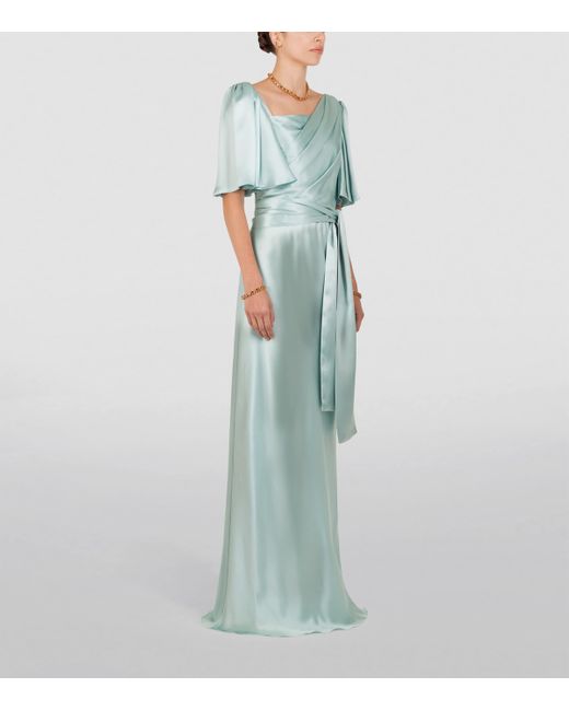 Dolce & Gabbana Blue Silk Belted Dress