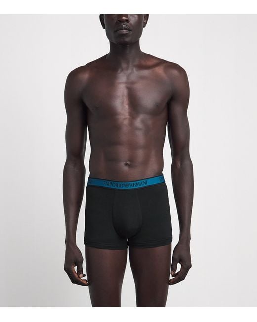 Emporio Armani Black Stretch-Cotton Logo Trunks for men