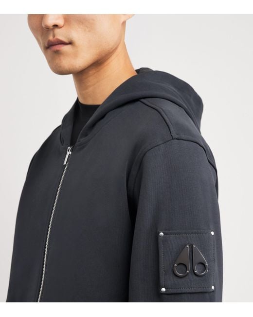 Moose Knuckles Black Cotton Hartsfield Zip-Up Hoodie for men