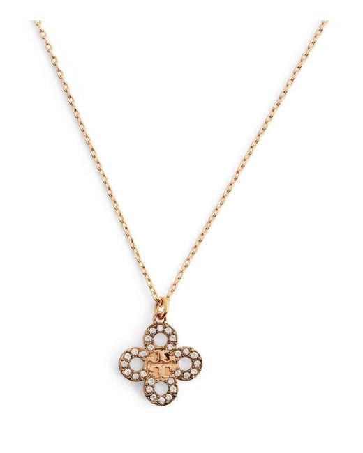 Tory Burch Metallic Kira Pavé Clover Stud And Pendant Set